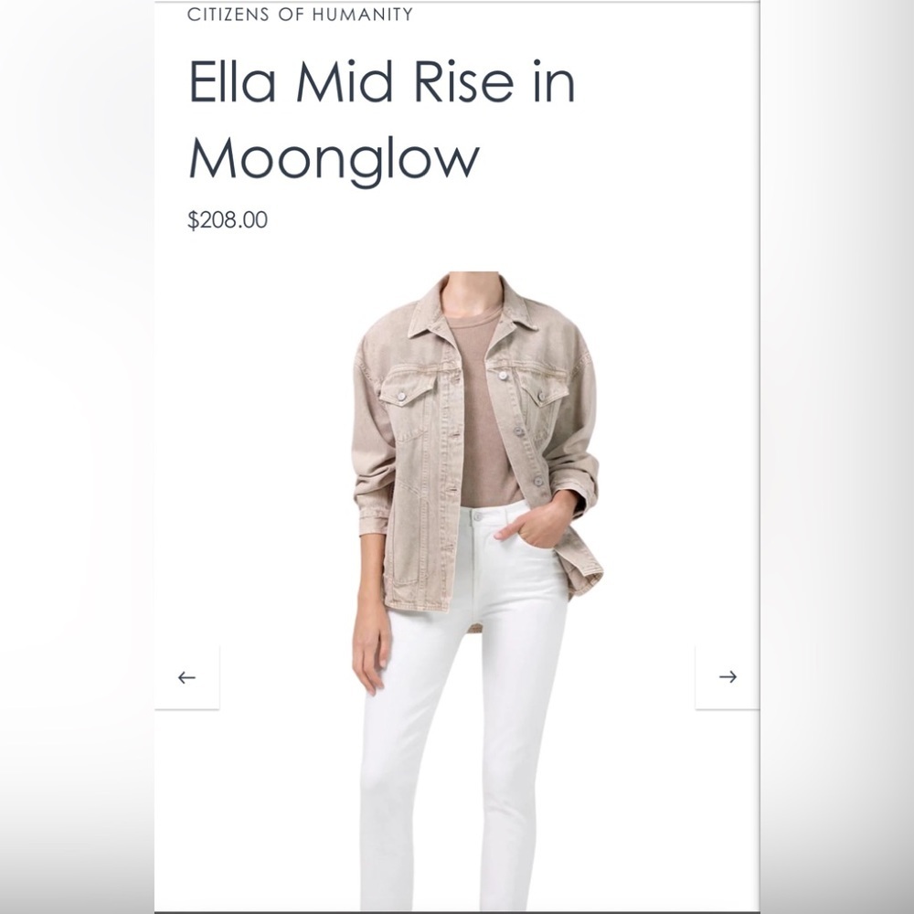 NWT Citizens of Humanity Ella in Moonglow White Slim Crop Stretch Jeans size 29